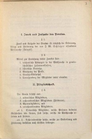 Statuten des Weltsprache-Vereins  Mannheim