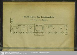 Situationsplan der Gemäldegalerie; erste Etage des Museums