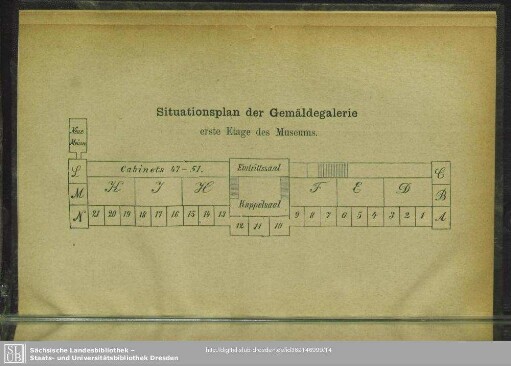 Situationsplan der Gemäldegalerie; erste Etage des Museums