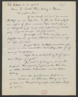 Brief an B. Schott's Söhne : 19.11.1915