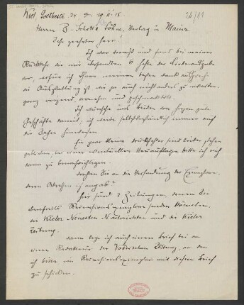 Brief an B. Schott's Söhne : 19.11.1915