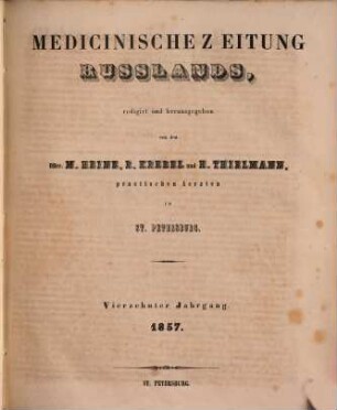 Medicinische Zeitung Russlands. 14. 1857