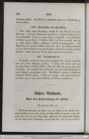 Achter Abschnitt. Von der Zubereitung der Fische