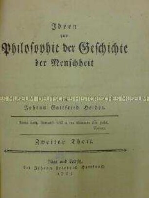 Ideen zur Philosophie der Geschichte der Menschheit, Teil 2