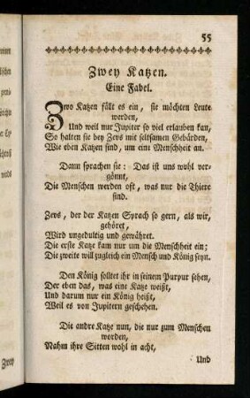 55-56, Zwey Katzen. Eine Fabel