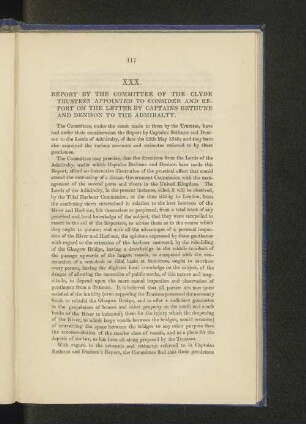 XXX. Report by the Committee of the Clyde Trustees appointed to consider and report on the letter by Captains Bethune and Denison to the Admiralty.