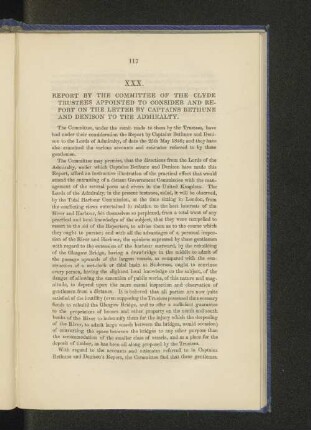 XXX. Report by the Committee of the Clyde Trustees appointed to consider and report on the letter by Captains Bethune and Denison to the Admiralty.