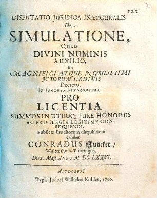 Dissertatio juridica inauguralis de simulatione