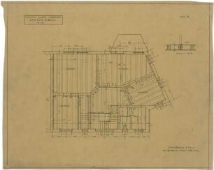 Billing, Hermann; Karlsruhe, Maximilianstr. 10 / Weberstr. 7; Doppelhaus Lang - Stober - Haushälfte Lang (Grundriss 2. OG; Schnitt)