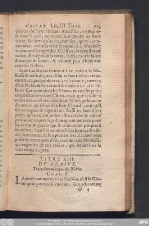 Titre XIII. Du Glaive.