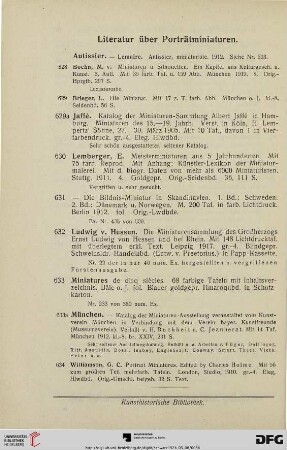 Literatur über Porträtminiaturen (Nr. 628-634)