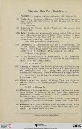 Literatur über Porträtminiaturen (Nr. 628-634)