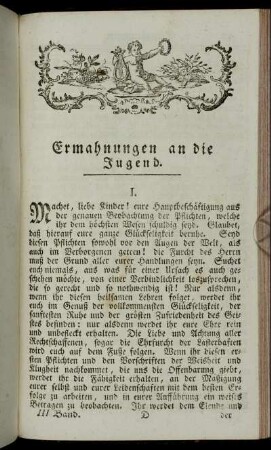 Ermahnungen an die Jugend.