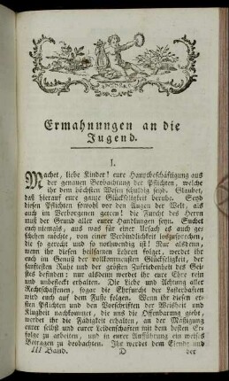 Ermahnungen an die Jugend.