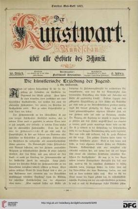 Die Künstlerische Erziehung der Jugend, [3]: die Universität