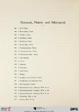 Schmuck, Plated- und Silbergerät (Nr. 845-964)