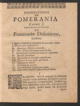 Caput I. [...] De Pomeraniae Definitione