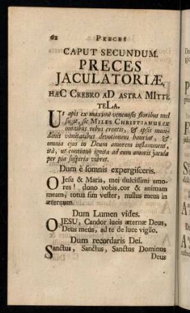 62-80, Caput Secundum. Preces Jaculatoriae.