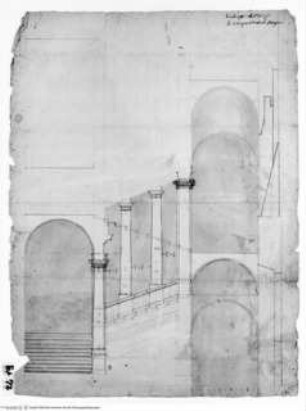 Rom, Palazzo Monte di Pietà, Treppenhaus, Querschnitt