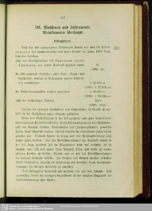 III. Maschinen und Instrumente. Metallwaaren überhaupt