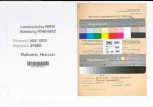 Entnazifizierung Heinrich Rothstein, geb. 27.10.1910 (Verw.Gehilfe)