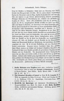618-622 [Rezension] Iustinus Martyr, Dialogue avec Tryphon