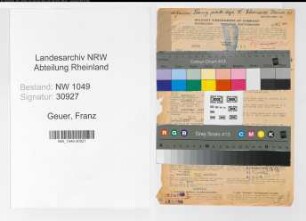 Entnazifizierung Franz Geuer , geb. 19.06.1901 (Arzt)