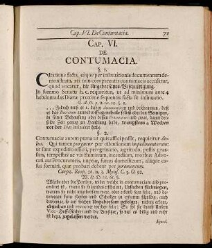 Cap. VI. De Contumacia.