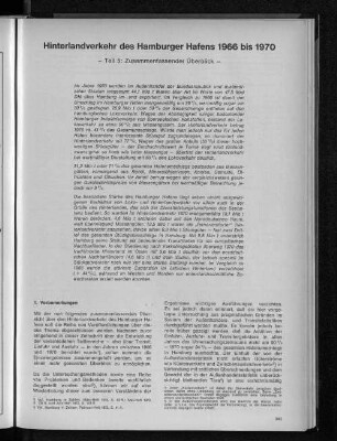 Hinterlandverkehr des Hamburger Hafens 1966 bis 1970 : Teil 5: Zusammenfassender Überblick