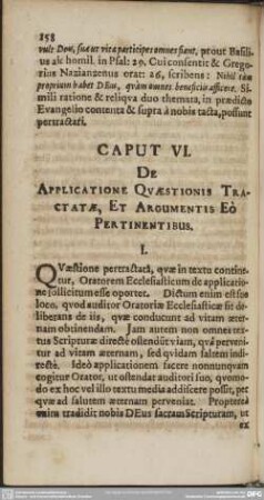 Caput VI. De Applicatione Quaestionis Tractatae, Et Argumentis Eo Pertinentibus
