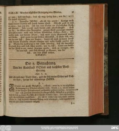 Die 8. Betrachtung. Von der Kindschaft Gottes und derselben Versicherung.