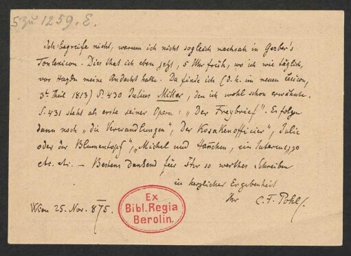 Brief an Friedrich Wilhelm Jähns : 25.11.1875