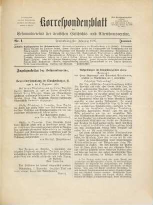 Korrespondenzblatt des Gesamtvereins der Deutschen Geschichts- und Alterthumsvereine. 45. 1897
