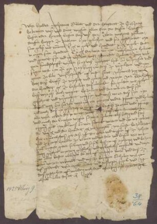 Schuldbrief des Abtes Johannes und des Convents zu Gotzaw [Gottesau] gegen Matheus Pfullendorfer, Bürger zu Rinthem, über 160 fl.