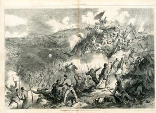 A scene in the battles before Vicksburg. : Soldaten der Union erstürmen eine Geschützbatterie der Konföderierten (zu S.154)