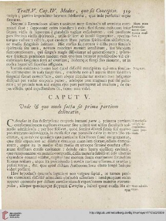 Caput V: Unde et quo modo facta sit prima partium delineation
