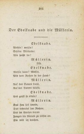 Der Edelknabe und die Müllerin.