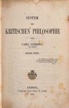 System der kritischen Philosophie, 1