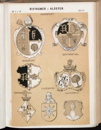 Taf. 74. Hohenfurt. - Hohenfurt. - Günthersthal. - Günthersthal. Lichtenstein. - Klosterwald.