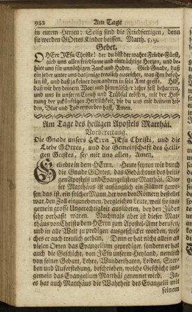 Am Tage des heiligen Apostels Matthäi