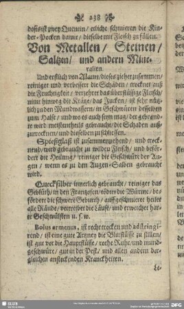Von Metallen, Steinen, Saltzen, und andern Mineralien