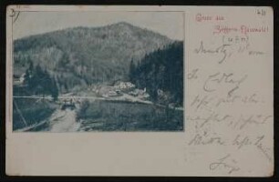 Ansichtskarte von Hofmannsthal an seine Mutter Anna mit "Gruss aus Singerin-Nasswald!"