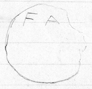 Runde ungelochte Stimmmarke der Eleer mit griechischer Inschrift FA(leion)