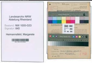 Entnazifizierung Margarete Heimannsfeld , geb. 10.08.1898 (Lehrerin)
