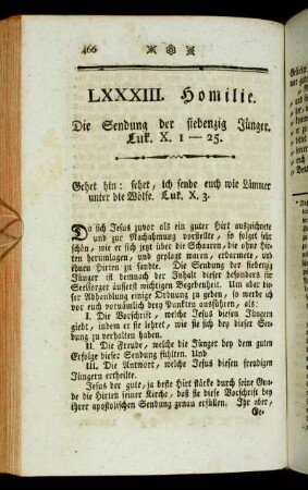 LXXXIII. Homilie. Die Sendung der siebenzig Jünger. Luk. X. 1-25