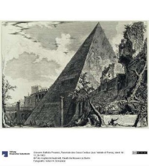 Pyramide des Gaius Cestius (aus: Vedute di Roma)
