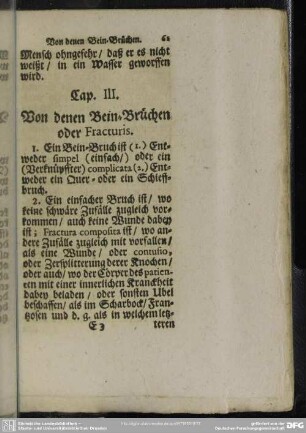Cap. III. Von denen Bein-Brüchen oder Fracturis