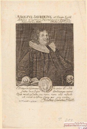 Adolf Saubert, Antistes an St. Egidien und Inspektor des Gymnasiums; geb. 3. März 1635; gest. 15. Juli 1678