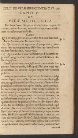Caput VI. De Vitae Sufficientia.