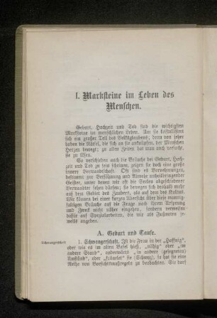 I. Marksteine im leben des Menschen.